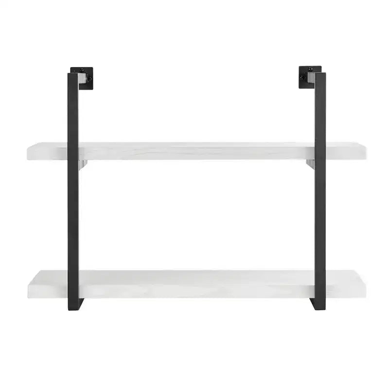 31.5" x 22.5" Modern 2 Tier Hanging Bracket Wall Shelve White Birch - Danya B.: Chic Storage, Metal MDF