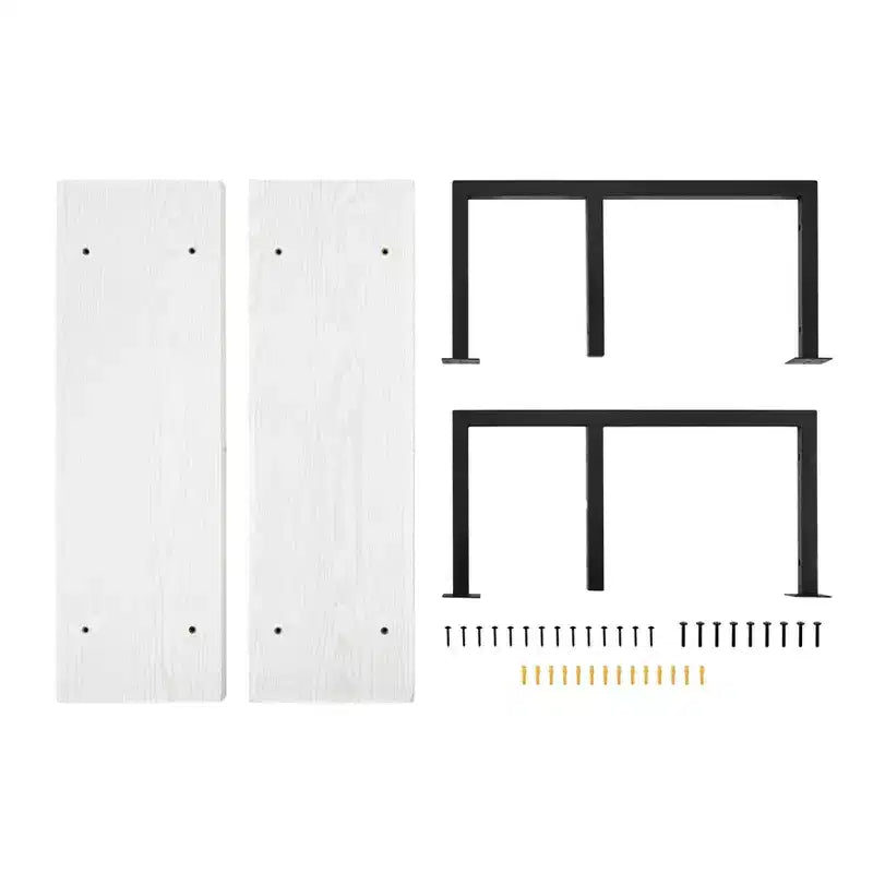 31.5" x 22.5" Modern 2 Tier Hanging Bracket Wall Shelve White Birch - Danya B.: Chic Storage, Metal MDF