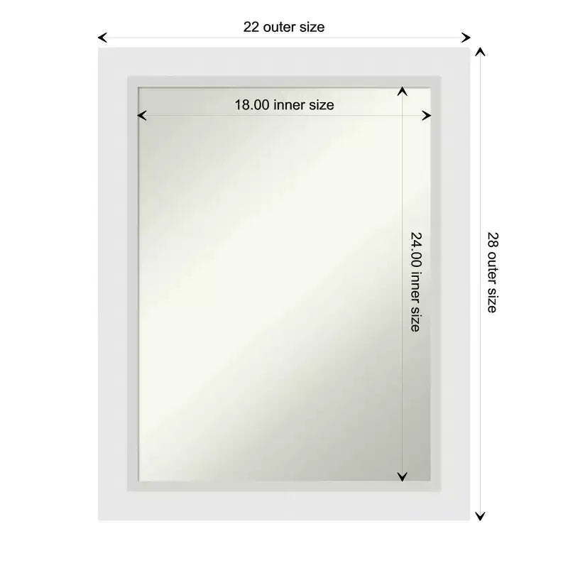 22" x 28" Non-Beveled Blanco White Wood Wall Mirror - Amanti Art: Modern Rectangular Decor, Includes Mounting Hardware