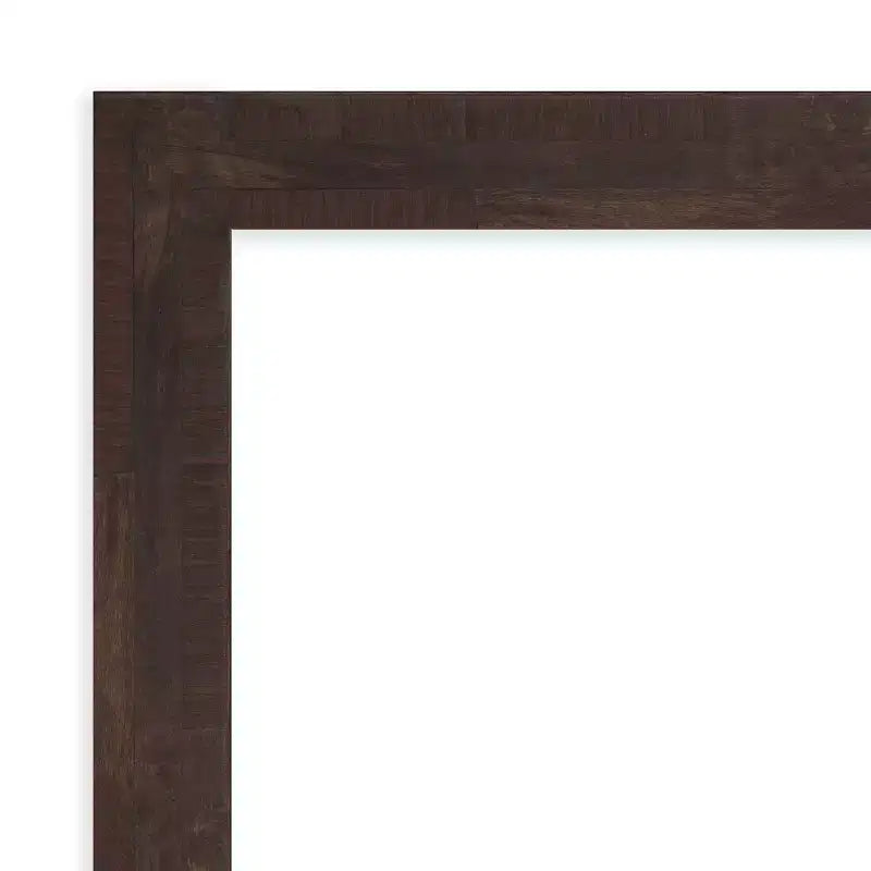 31" x 25" Non-Beveled Fresco Dark Walnut Wood Wall Mirror - Amanti Art: Modern Rectangular Design, Includes Mounting Hardware