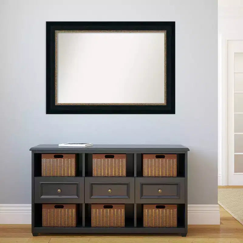 43" x 31" Non-Beveled Paragon Bathroom Wall Mirror Bronze - Amanti Art: Includes Mounting Hardware
