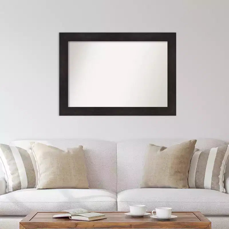 42" x 30" Non-Beveled Espresso Wall Mirror: Modern, Framed, Rectangle - Amanti Art