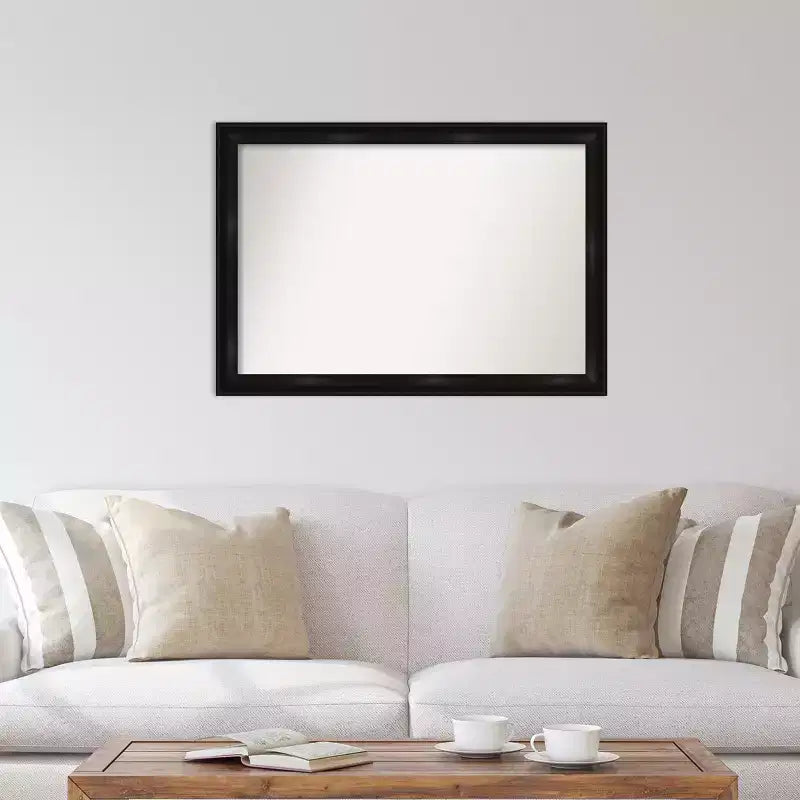 40"x28" Non-Beveled Grand Black Narrow Wall Mirror - Amanti Art: Modern Rectangle, Polystyrene Frame