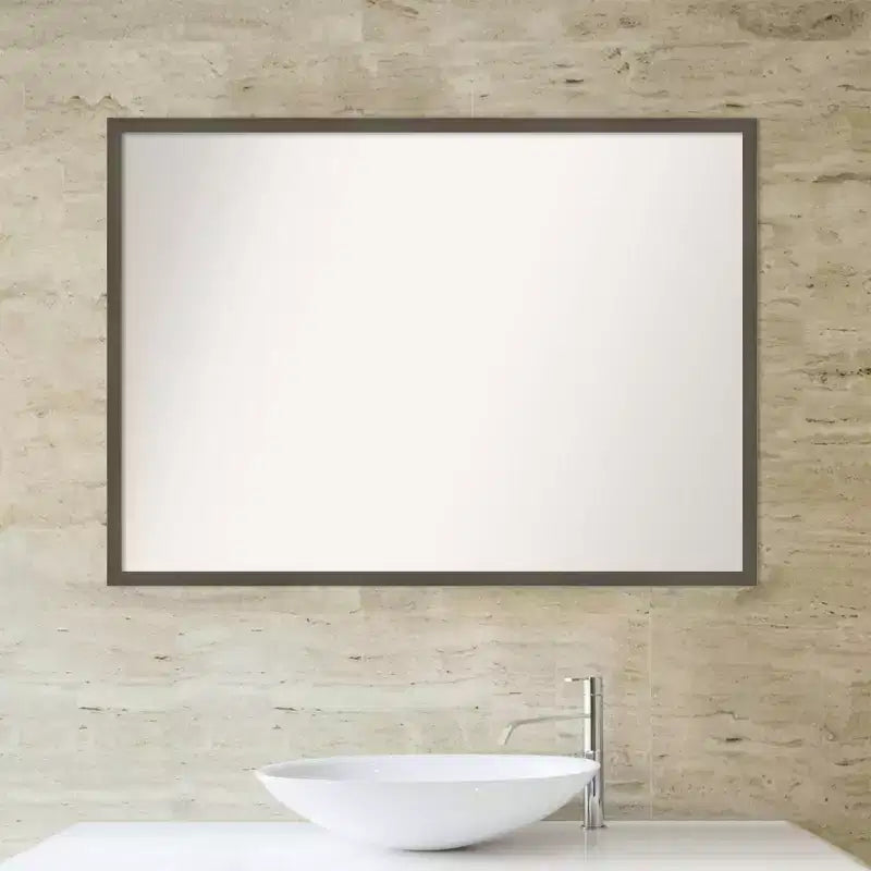 40" x 29" Non-Beveled Svelte Clay Gray Wood Bathroom Wall Mirror - Amanti Art: Wall Mounted, Includes Hardware
