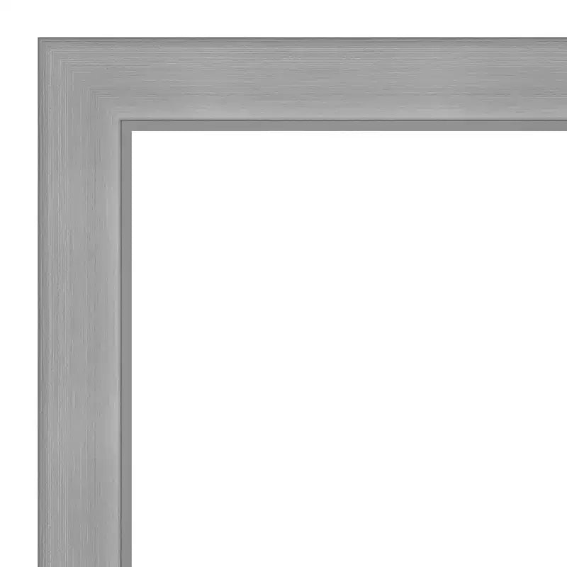 22" x 28" Non-Beveled Vista Brushed Nickel Bathroom Wall Mirror - Amanti Art: Rectangle, Polystyrene Frame, Includes Mounting Hardware