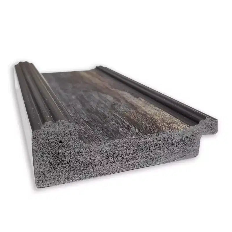 30" x 66" Non-Beveled Rail Rustic Char Full Length Floor Leaner Mirror - Amanti Art