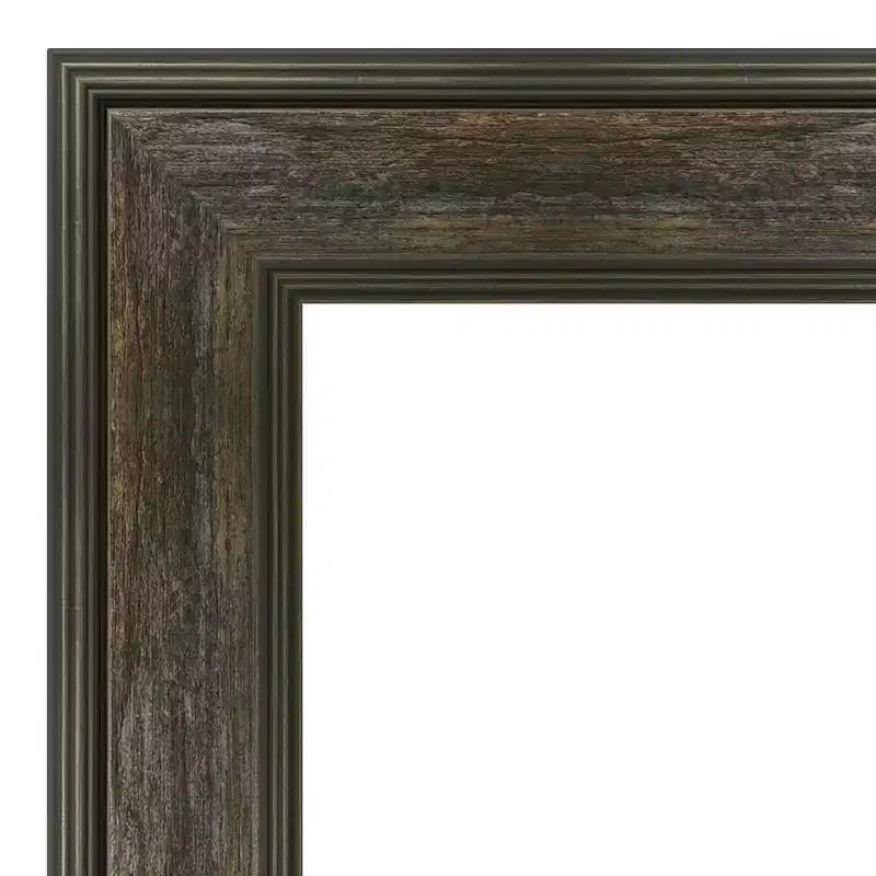 30" x 66" Non-Beveled Rail Rustic Char Full Length Floor Leaner Mirror - Amanti Art