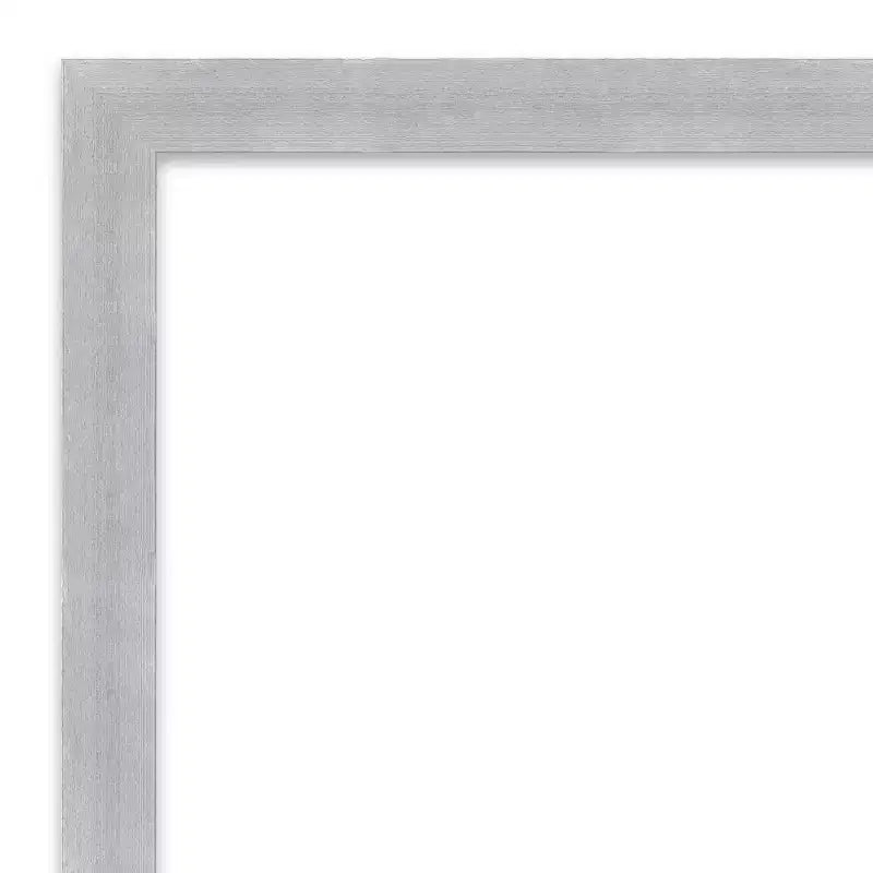 38" x 26" Non-Beveled Grace Brushed Nickel Narrow Wall Mirror - Amanti Art: Modern Style, Polystyrene Frame, Includes Mount Hardware