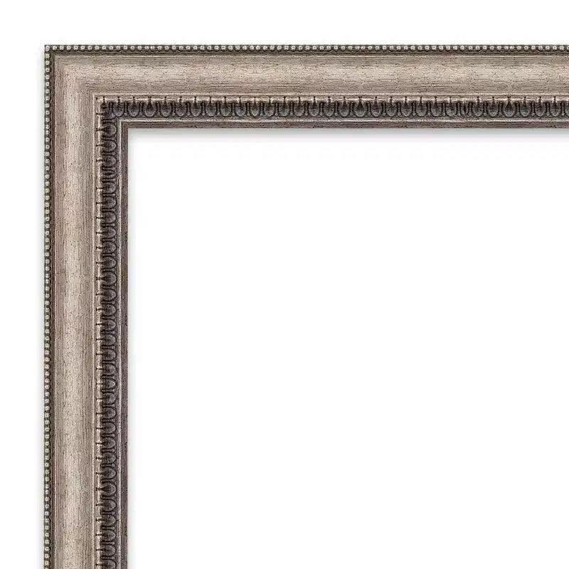 32" x 26" Non-Beveled Lyla Ornate Bathroom Wall Mirror Silver - Amanti Art: Rectangle, Polystyrene Frame, Wall Mounted