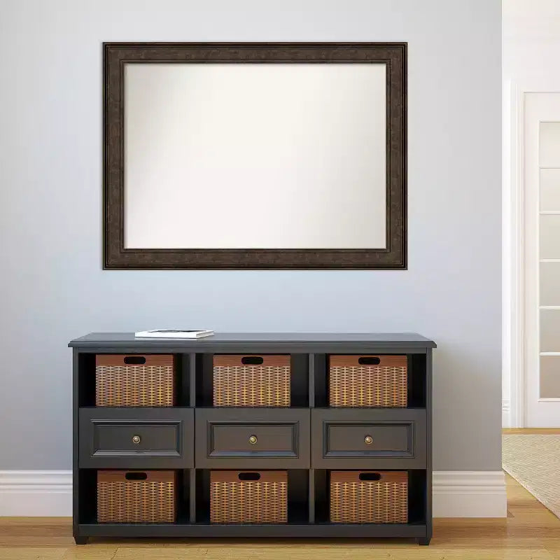 44" x 33" Non-Beveled Ridge Bronze Bathroom Wall Mirror - Amanti Art