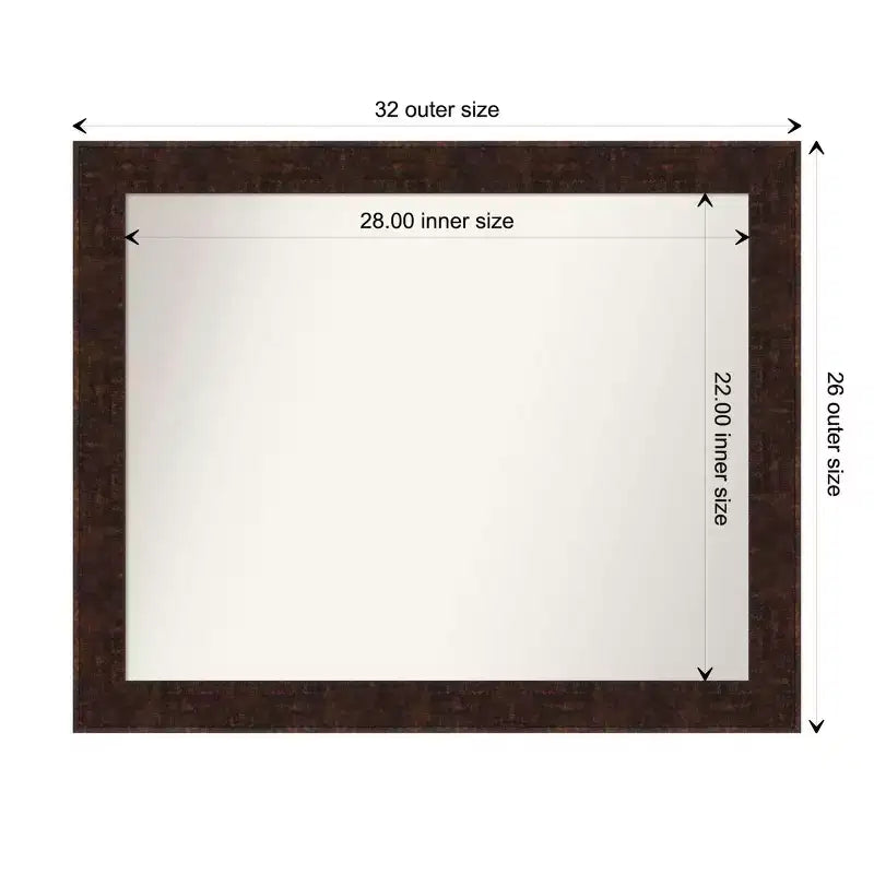 32" x 26" Non-Beveled William Mottled Bronze Narrow Wall Mirror - Amanti Art