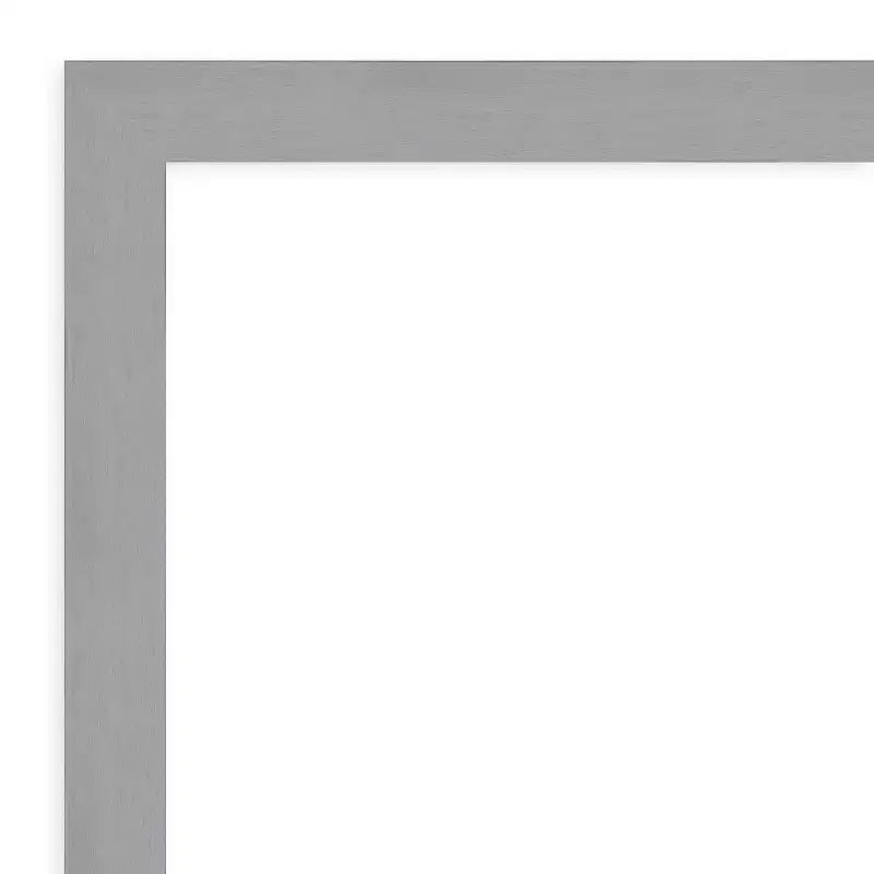 42" x 31" Non-Beveled Bathroom Wall Mirror Brushed Nickel - Amanti Art: Modern Rectangle, Polystyrene Frame, Wall Mounted