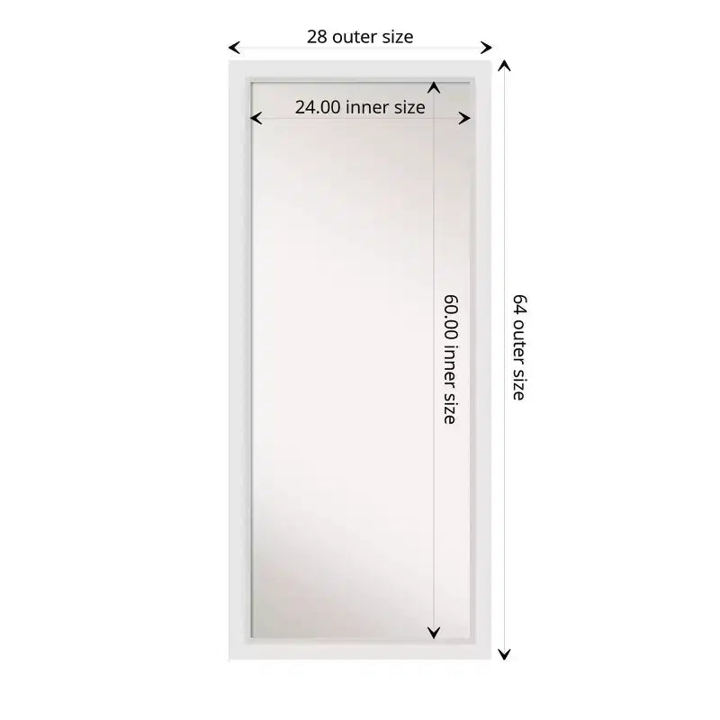28" x 64" Non-Beveled Blanco White Wood Full Length Floor Leaner Mirror - Amanti Art: Includes Mounting Hardware