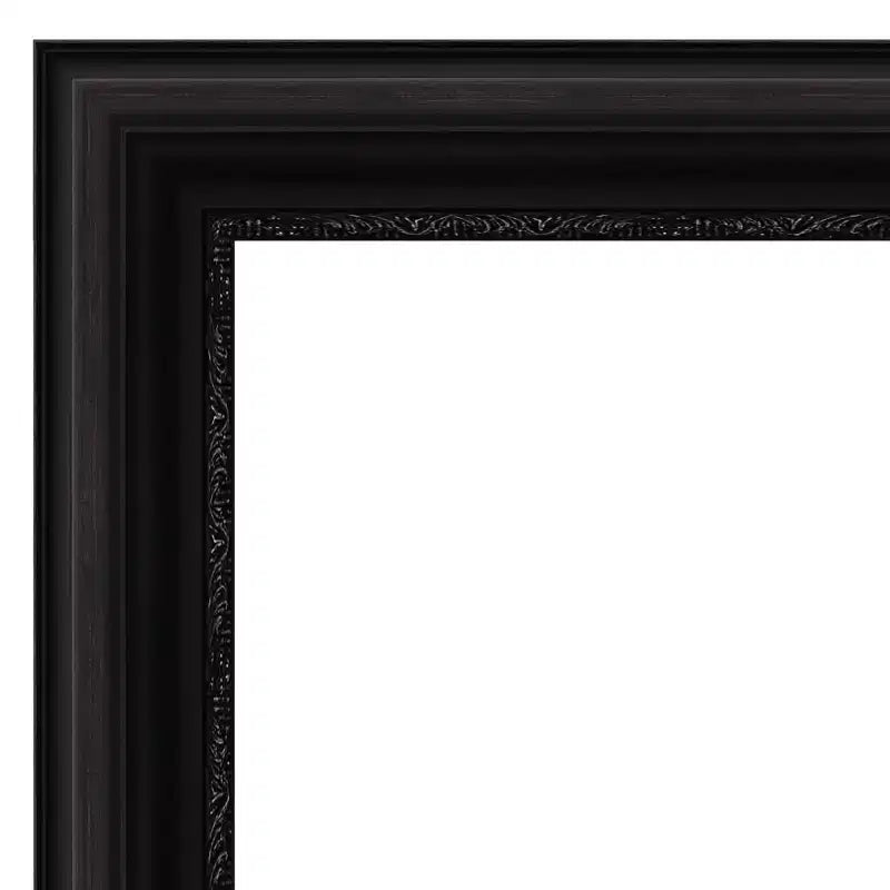30" x 66" Non-Beveled Parlor Black Full Length Floor Leaner Mirror - Amanti Art: Modern Rectangle Body Mirror with Polystyrene Frame