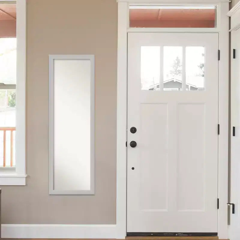17" x 51" Non-Beveled Low Luster Silver Wood on The Door Mirror - Amanti Art