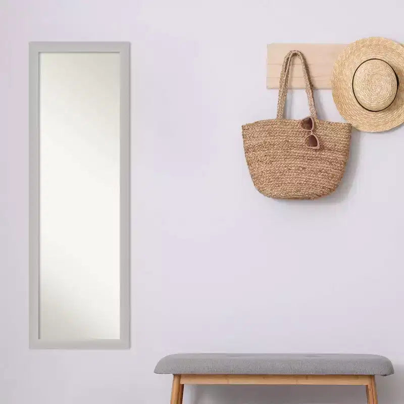 17" x 51" Non-Beveled Low Luster Silver Wood on The Door Mirror - Amanti Art