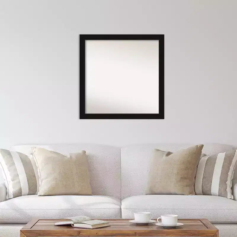 29" x 29" Non-Beveled Avon Black Wall Mirror - Amanti Art