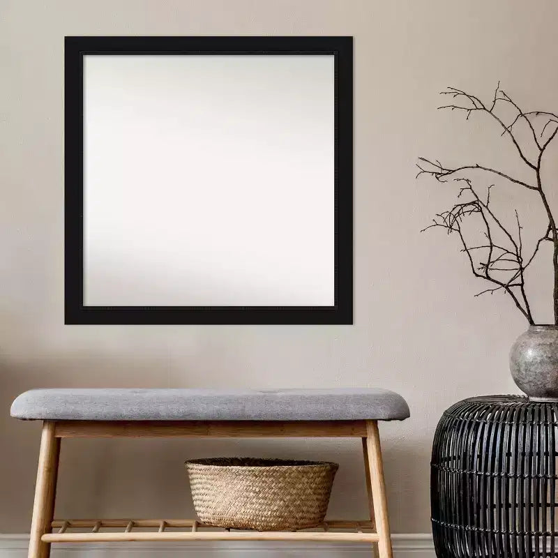 29" x 29" Non-Beveled Avon Black Wall Mirror - Amanti Art