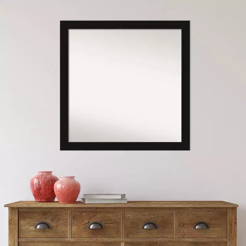 29" x 29" Non-Beveled Avon Black Wall Mirror - Amanti Art