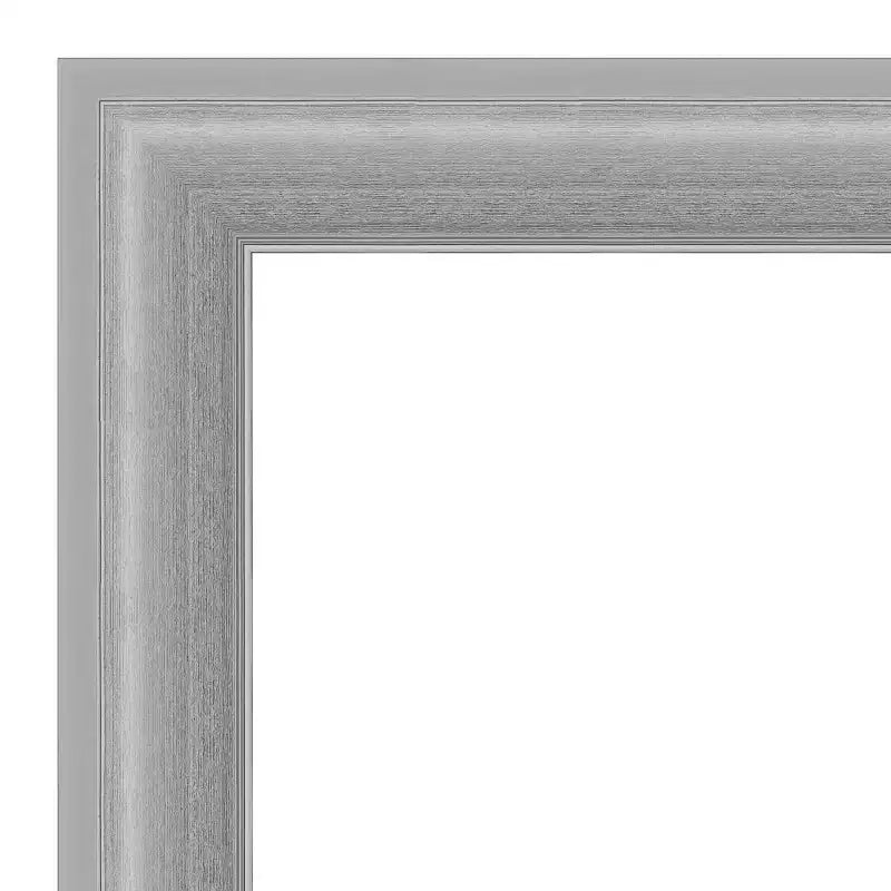 33" x 27" Non-Beveled Peak Polished Nickel Narrow Bathroom Wall Mirror - Amanti Art: Rectangle, Wall Mount, Includes Hardware