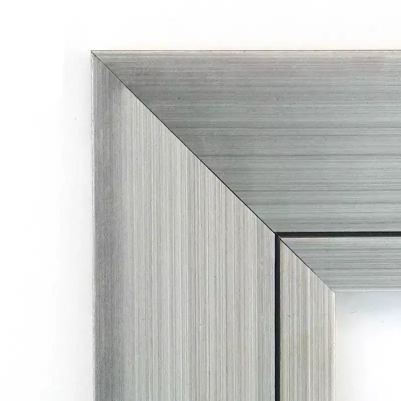 45" x 34" Non-Beveled Romano Silver Wood Bathroom Wall Mirror - Amanti Art: Modern Rectangle, Includes Mount Hardware