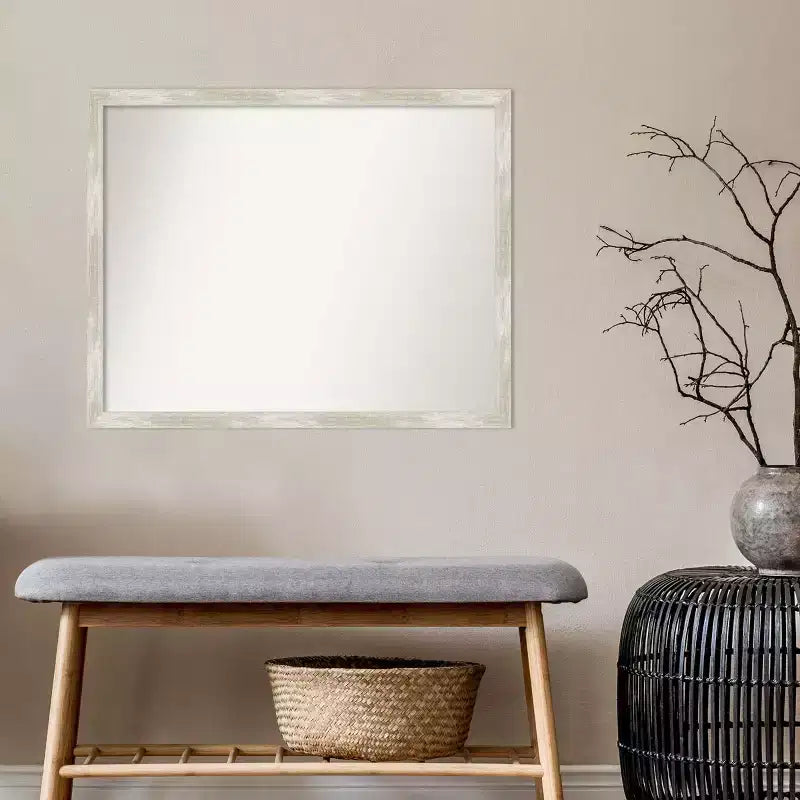 30" x 24" Non-Beveled Crackled Metallic Narrow Wall Mirror - Amanti Art: Rectangle, Polystyrene Frame, Includes Mount Hardware
