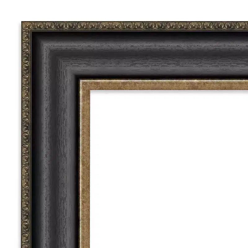 42" x 30" Non-Beveled Thomas Black Bronze Wall Mirror - Amanti Art: Modern Style, Polystyrene Frame, Includes Mount Hardware