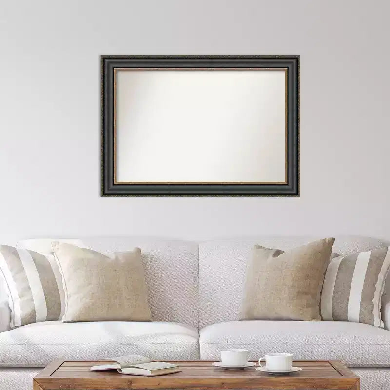 42" x 30" Non-Beveled Thomas Black Bronze Wall Mirror - Amanti Art: Modern Style, Polystyrene Frame, Includes Mount Hardware