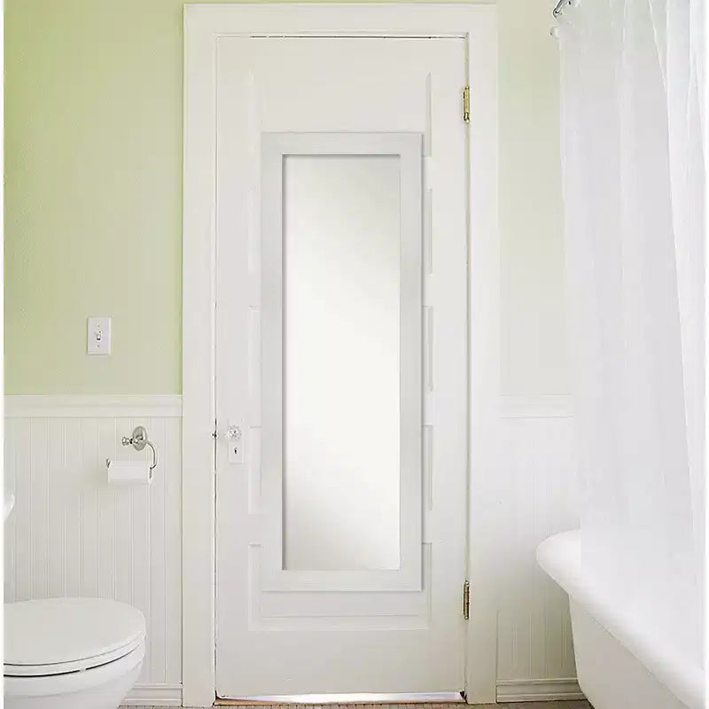 19" x 53" Non-Beveled Mosaic White Full Length Mirror - Amanti Art