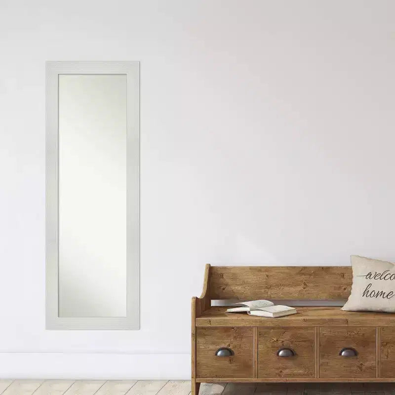 19" x 53" Non-Beveled Mosaic White Full Length Mirror - Amanti Art