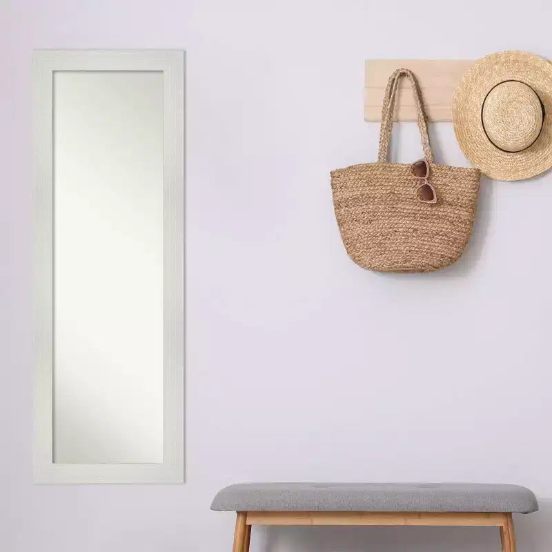 19" x 53" Non-Beveled Mosaic White Full Length Mirror - Amanti Art