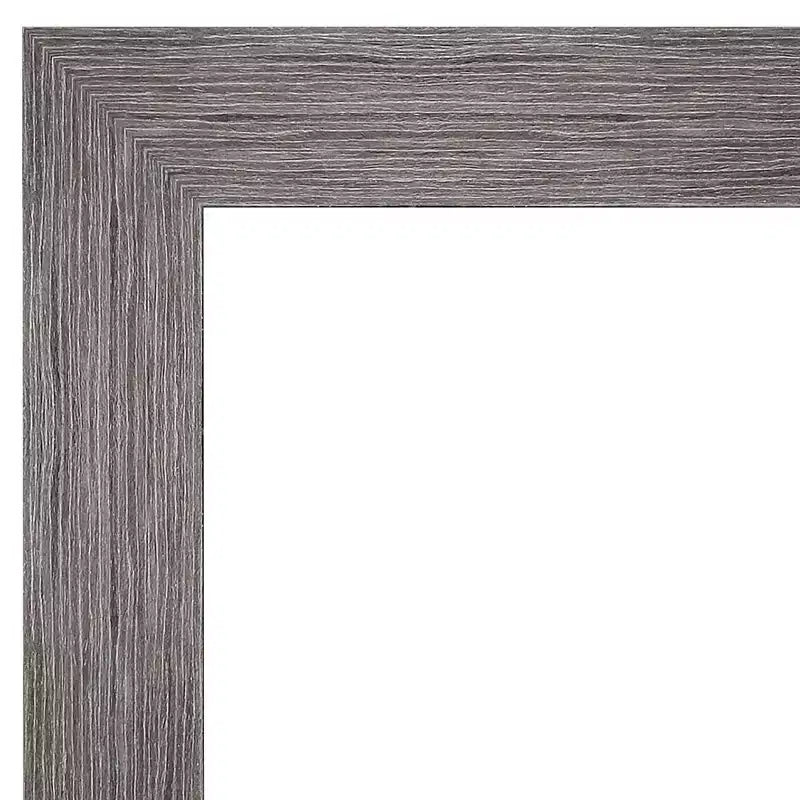 34"x28" Non-Beveled Pinstripe Plank Gray Bathroom Wall Mirror - Amanti Art: Modern Rectangle, Wall Mount