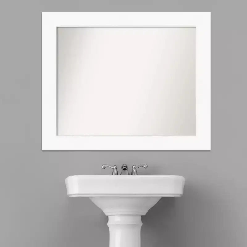 34" x 28" Non-Beveled Cabinet Bathroom Wall Mirror White - Amanti Art: Rectangle, Polystyrene Frame, Wall Mounted