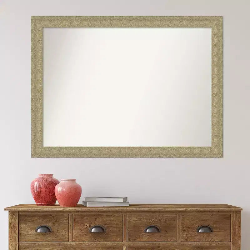 42" x 31" Non-Beveled Mosaic Bathroom Wall Mirror Gold - Amanti Art: Polystyrene Frame, Wall Mount