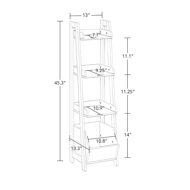RiverRidge Kids' 4-Tier 13" Ladder Shelf Toy Organizer and Book Storage with 3 Open Display Shelf White