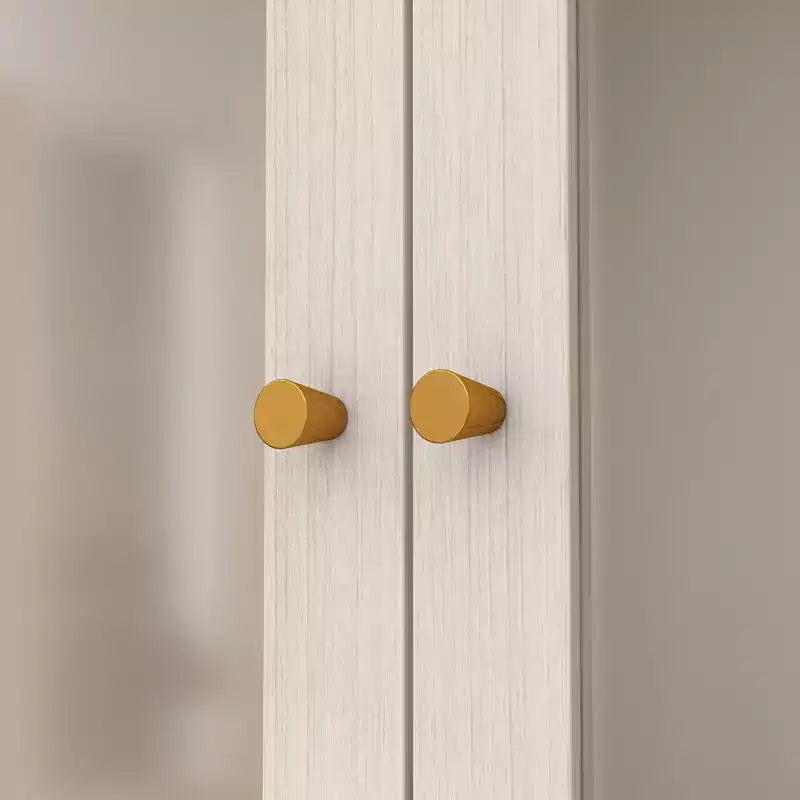 Ensemble armoire gris moderne, portes en verre dépoli, finition grain de bois, style crème