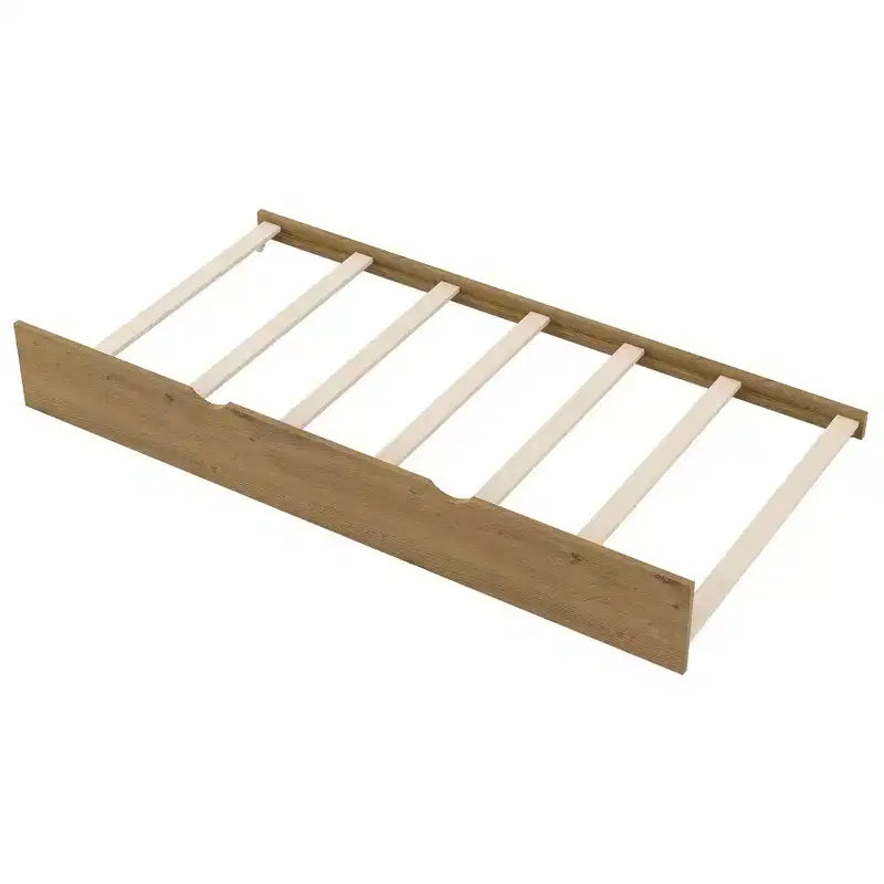 Lit plateforme en bois de taille double avec garde-corps et 2 tiroirs
