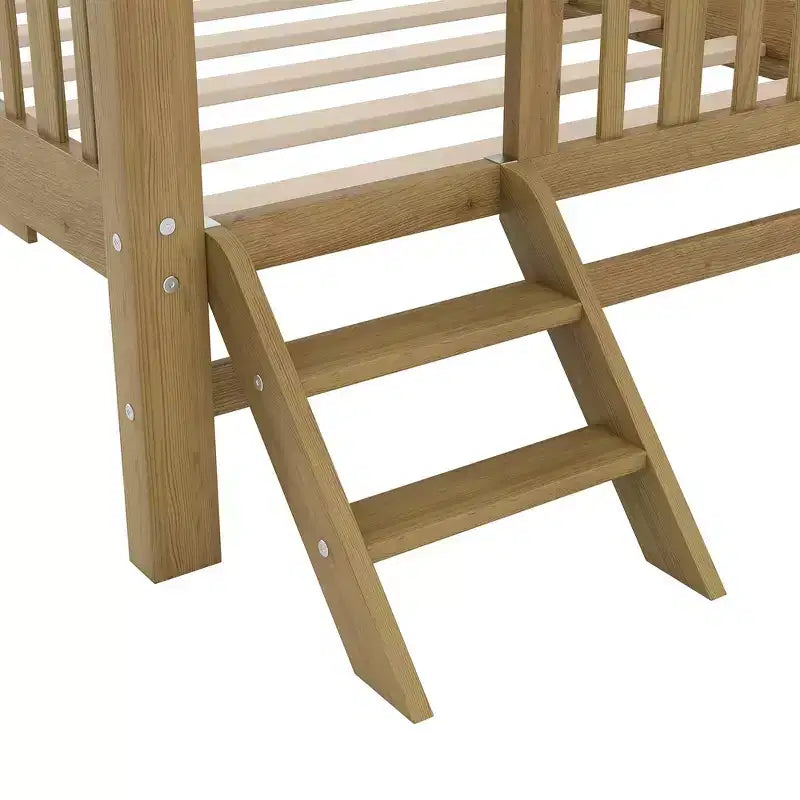 Lit plateforme en bois de taille double avec garde-corps et 2 tiroirs