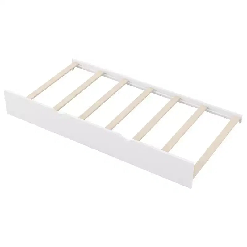 Lit plateforme en bois de taille double avec garde-corps et 2 tiroirs