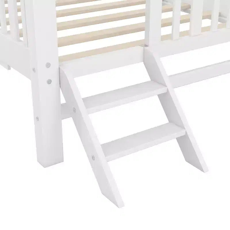 Lit plateforme en bois de taille double avec garde-corps et 2 tiroirs