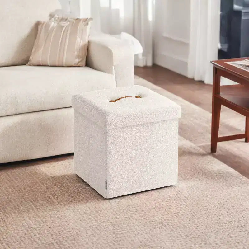 Pouf pliant avec rangement caché, repose-pieds carré de 38 cm, capacité de charge de 300 kg