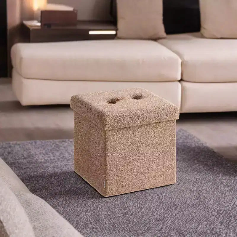 Pouf pliant avec rangement caché, repose-pieds carré de 38 cm, capacité de charge de 300 kg