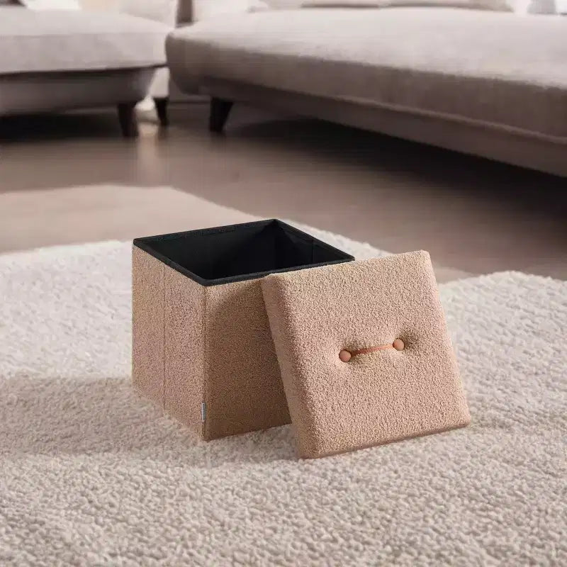 Pouf pliant avec rangement caché, repose-pieds carré de 38 cm, capacité de charge de 300 kg