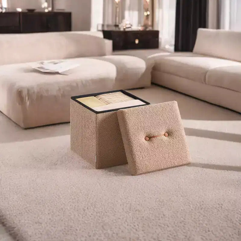 Pouf pliant avec rangement caché, repose-pieds carré de 38 cm, capacité de charge de 300 kg