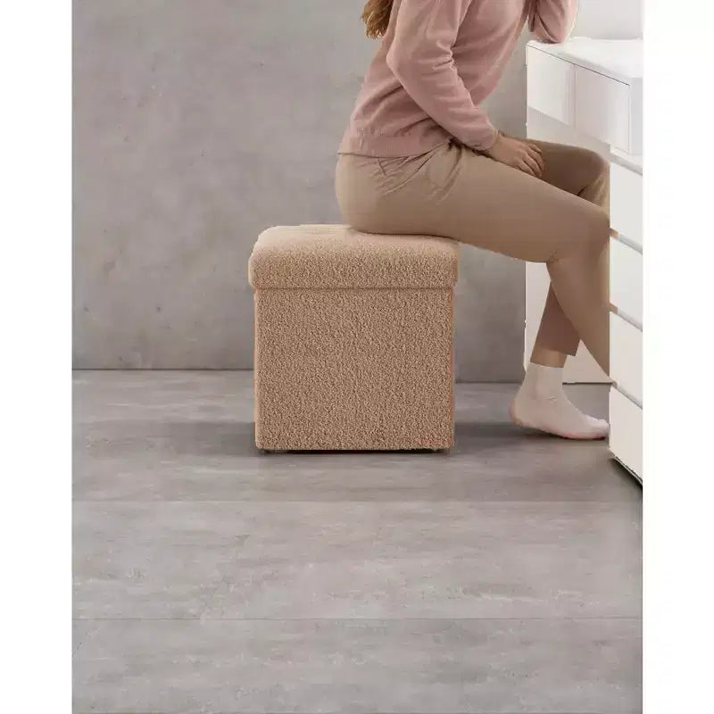 Pouf pliant avec rangement caché, repose-pieds carré de 38 cm, capacité de charge de 300 kg