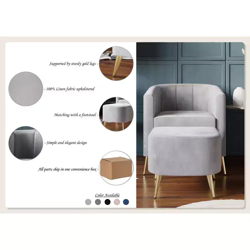 Fauteuil d'appoint avec tabouret