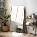 Aluminum Alloy Thin Edge Right Angle Rectangle Black Full Length Mirror 130x80x2cm (Without Bracket)