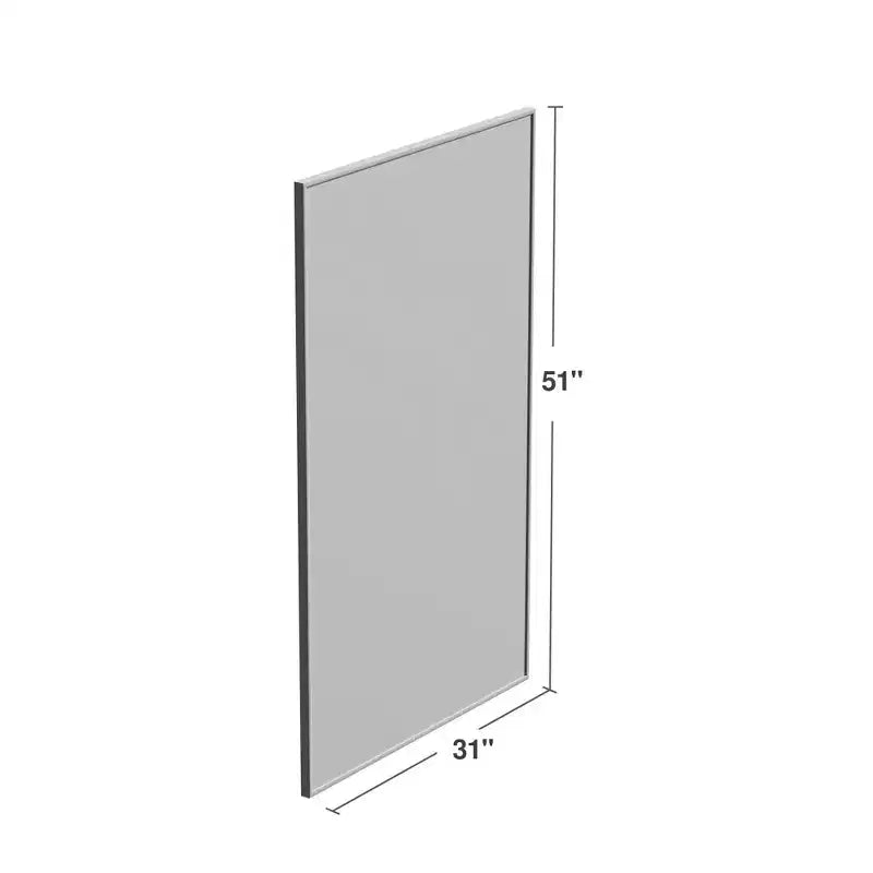Miroir rectangulaire intégral noir en alliage d'aluminium à bord fin et angle droit 130x80x2cm (sans support)