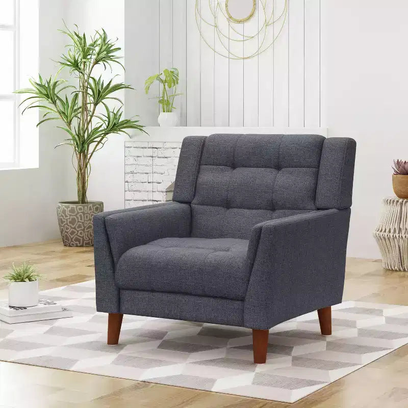 Fauteuil club capitonné style moderne du milieu du siècle