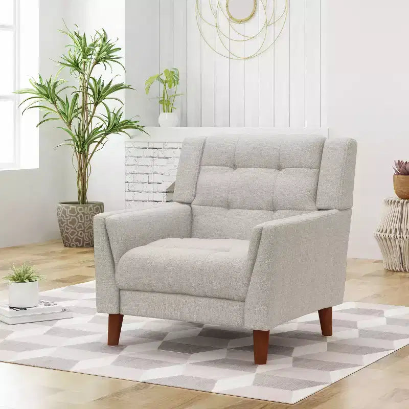 Fauteuil club capitonné style moderne du milieu du siècle